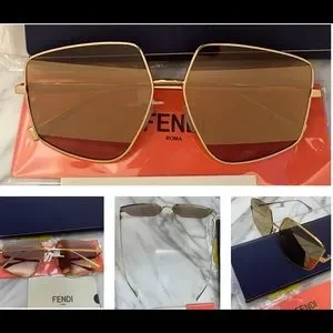 FENDI REFINED GEOMETRIC STRIPED MIRRORED SUNGLASSES WITH FENDI LOGO AT TEMPLES Fendi | Accessories | Fendi Refined Geometric Striped  main image 3